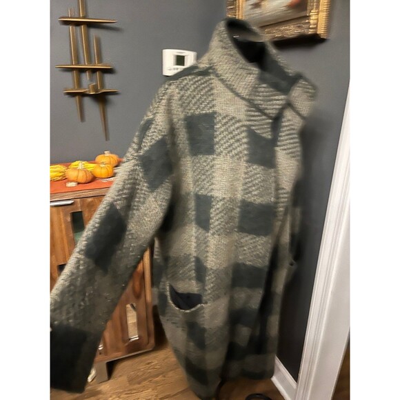 Rag & Bone Cammie Mohair Sweater Coat Green Buffalo Plaid oversized S Coat - Picture 9 of 11